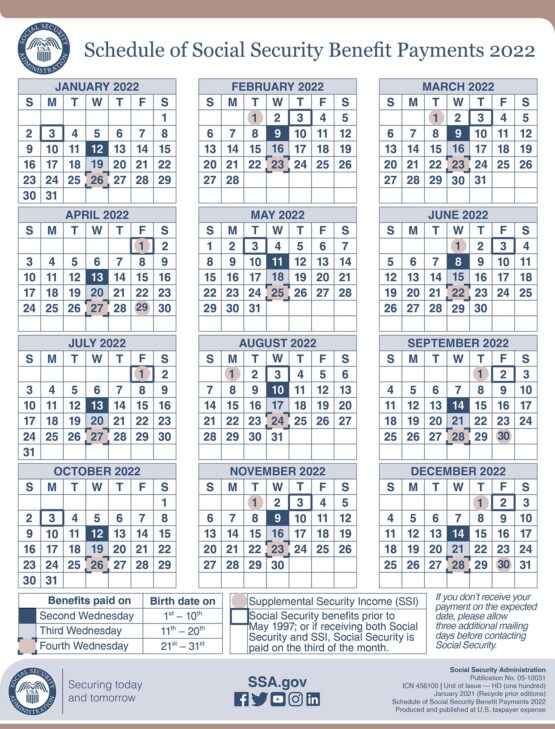 2022 Social Security Payment Schedule Smith Godios Sorensen